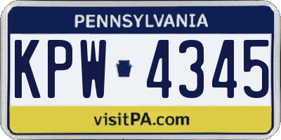 PA license plate KPW4345