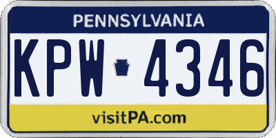 PA license plate KPW4346