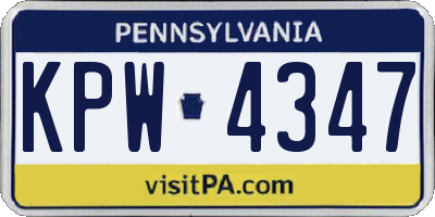 PA license plate KPW4347