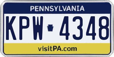 PA license plate KPW4348