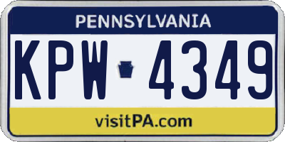 PA license plate KPW4349