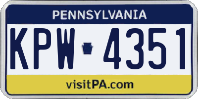 PA license plate KPW4351
