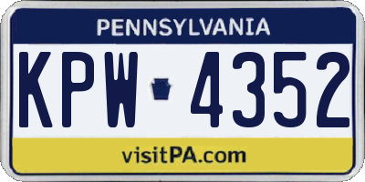 PA license plate KPW4352