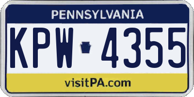 PA license plate KPW4355