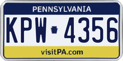 PA license plate KPW4356