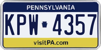 PA license plate KPW4357