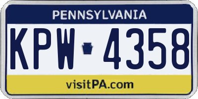 PA license plate KPW4358