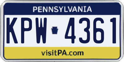 PA license plate KPW4361