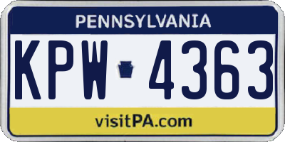 PA license plate KPW4363