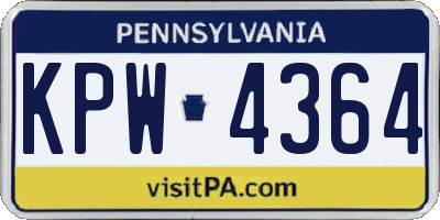 PA license plate KPW4364