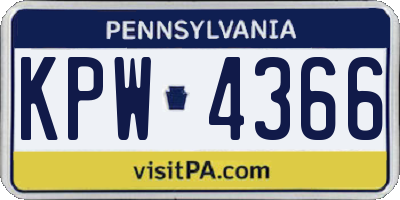 PA license plate KPW4366