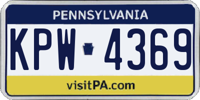 PA license plate KPW4369