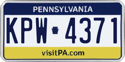PA license plate KPW4371