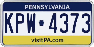 PA license plate KPW4373