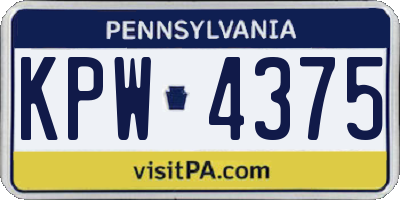 PA license plate KPW4375