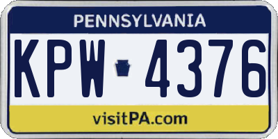 PA license plate KPW4376