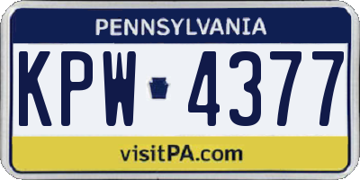 PA license plate KPW4377