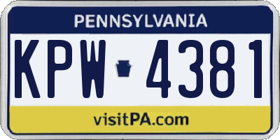 PA license plate KPW4381