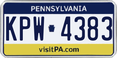 PA license plate KPW4383