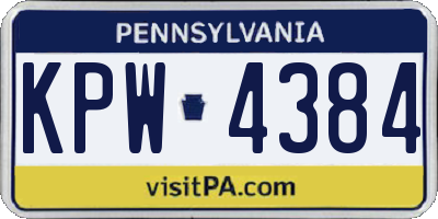 PA license plate KPW4384