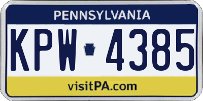 PA license plate KPW4385