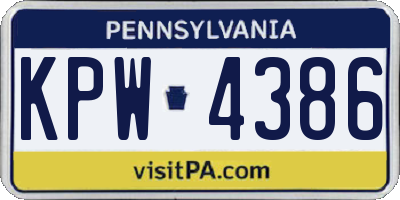PA license plate KPW4386
