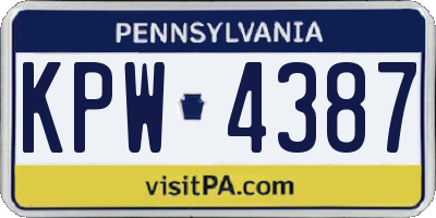 PA license plate KPW4387