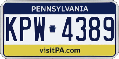 PA license plate KPW4389