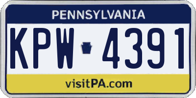 PA license plate KPW4391