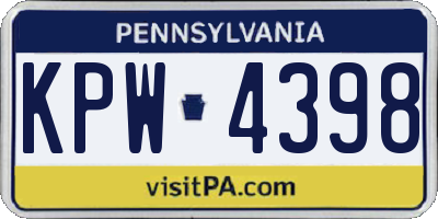 PA license plate KPW4398