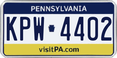 PA license plate KPW4402