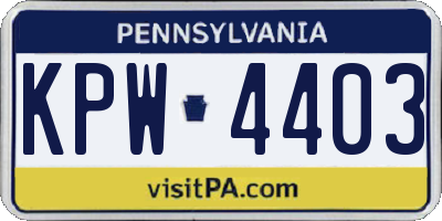 PA license plate KPW4403
