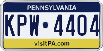 PA license plate KPW4404