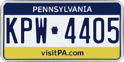 PA license plate KPW4405