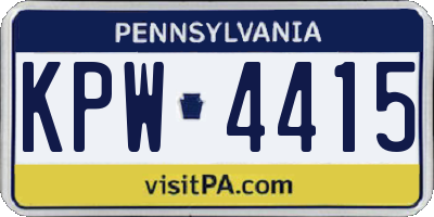 PA license plate KPW4415