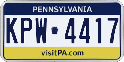 PA license plate KPW4417