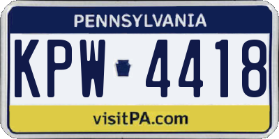 PA license plate KPW4418