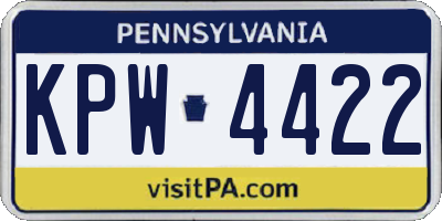 PA license plate KPW4422