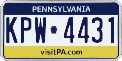 PA license plate KPW4431