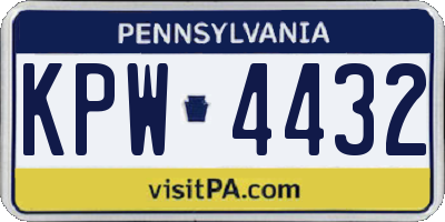 PA license plate KPW4432