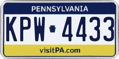 PA license plate KPW4433