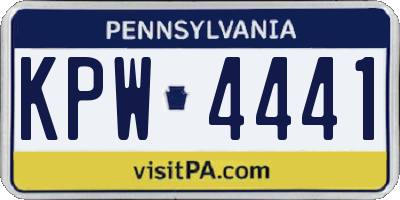 PA license plate KPW4441