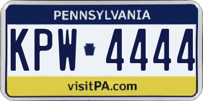 PA license plate KPW4444