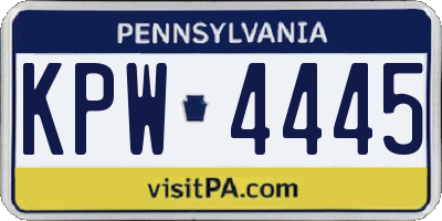 PA license plate KPW4445