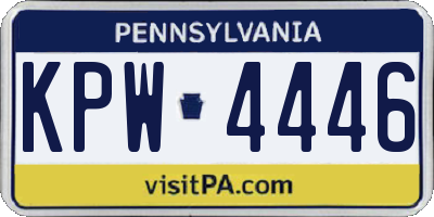 PA license plate KPW4446