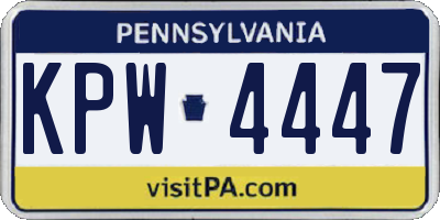 PA license plate KPW4447