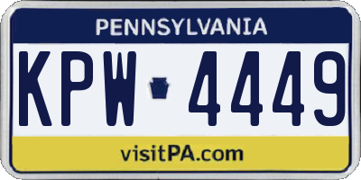 PA license plate KPW4449