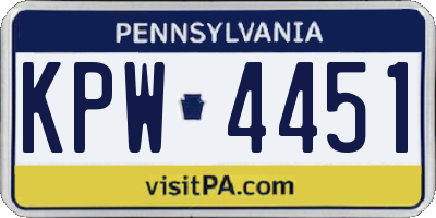 PA license plate KPW4451