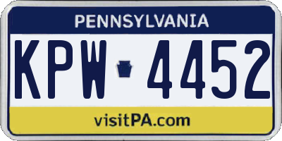 PA license plate KPW4452