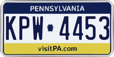 PA license plate KPW4453